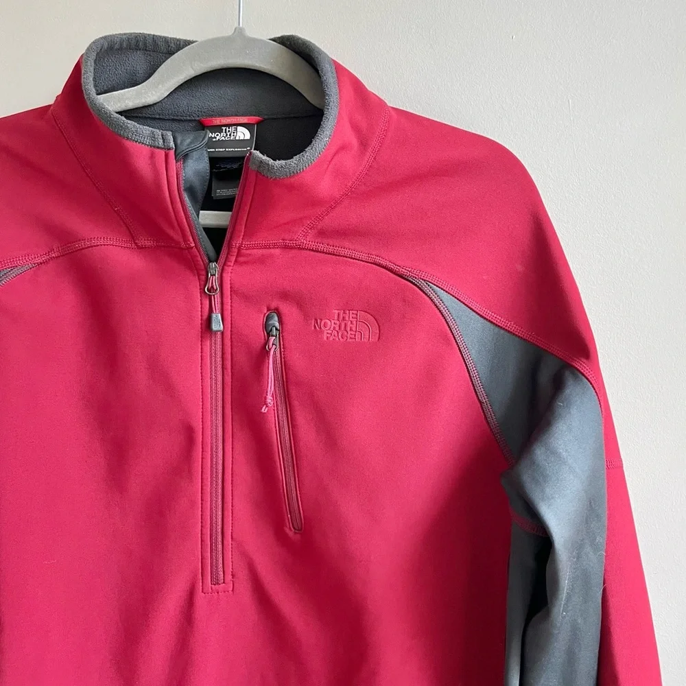 The North Face | Red and Gray 1/2 Zip Flashdry Performance Jacket